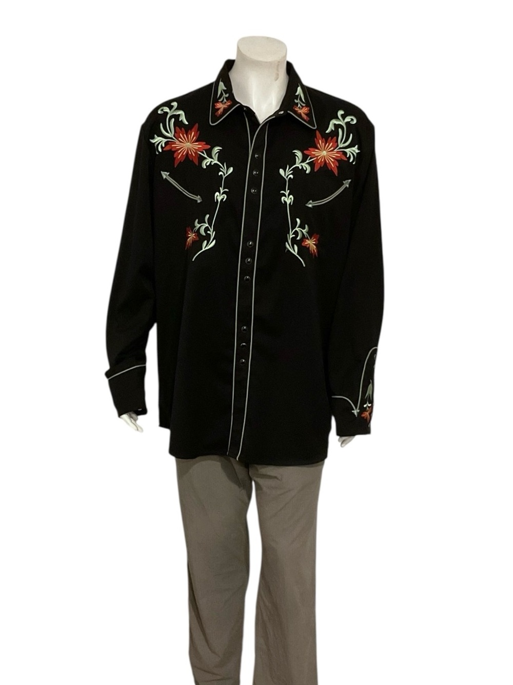Scully Men's Black Western Embroidered Shirt
